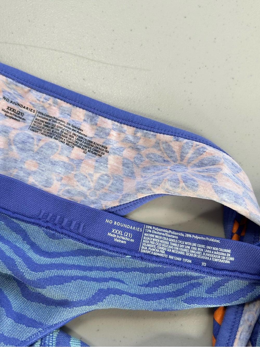 No Boundaries Women's Seamless Thong Panties 3XL Peri Mist Zebra & Warped Floral - Picture 4 of 4